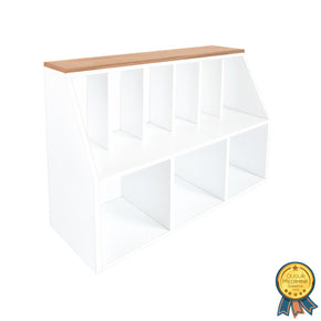 Librero infantil blanco con libros

