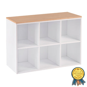 Estantería infantil de madera con 6 espacios