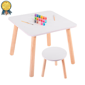 Mesa con banco infantil vista frontal