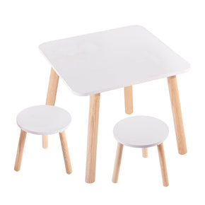Vista lateral del set infantil mesa y banco