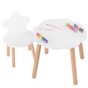 Set infantil mesa nube y silla estrella vista frontal
