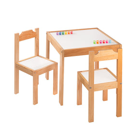 Set de dos sillas infantiles de madera vista frontal