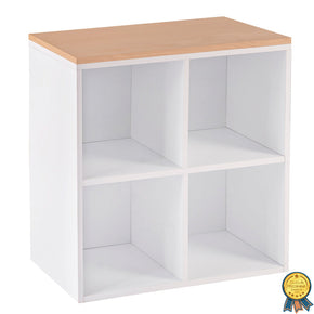 Estantería infantil de encino con 4 cubos