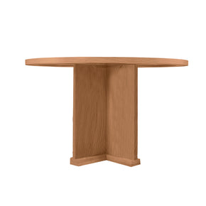 Mesa Redonda Encino N2 con Pedestal de Madera  (120 cm x 120 cm x 75 cm)
