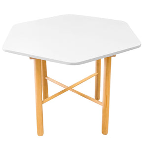 mesa hexagonal de madera