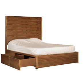 Cama de madera nogal con cajones de almacenamiento