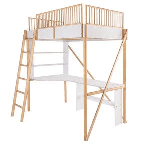 Litera con escritorio de madera