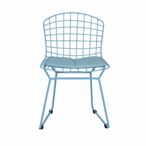 Silla Bertoia Wire con cojín azul