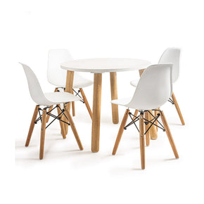 Mesa y silla infantil Eames blancas