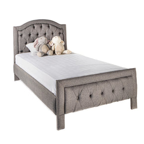 Cama infantil Fontana capitonada en tela gris