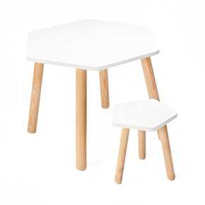  Banco y mesa infantil de diseño geométrico