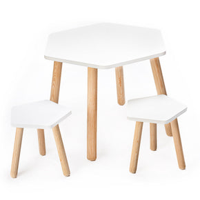 Set de mesa y bancos de madera para niños