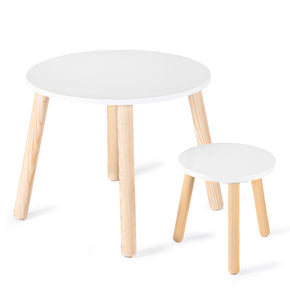 Mesita con banquito infantil de madera natural